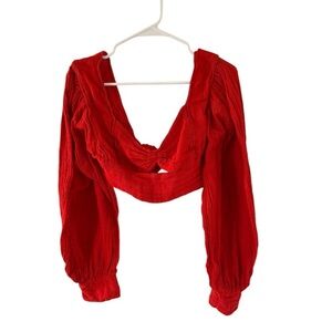Jen’s Pirate Booty NEW Red Gauze Cotton Crop Top